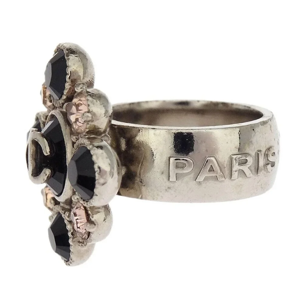 Chanel CC Ring Rhinestone Silver #53 08C 135353 - Picture 7 of 8